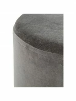 Westwing Collection Tabouret velours gris Haven, ∅ 38 x haut. 45 cm -furniture Soldes Tabouret velours gris Haven 4