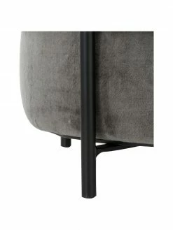 Westwing Collection Tabouret velours gris Haven, ∅ 38 x haut. 45 cm -furniture Soldes Tabouret velours gris Haven 5