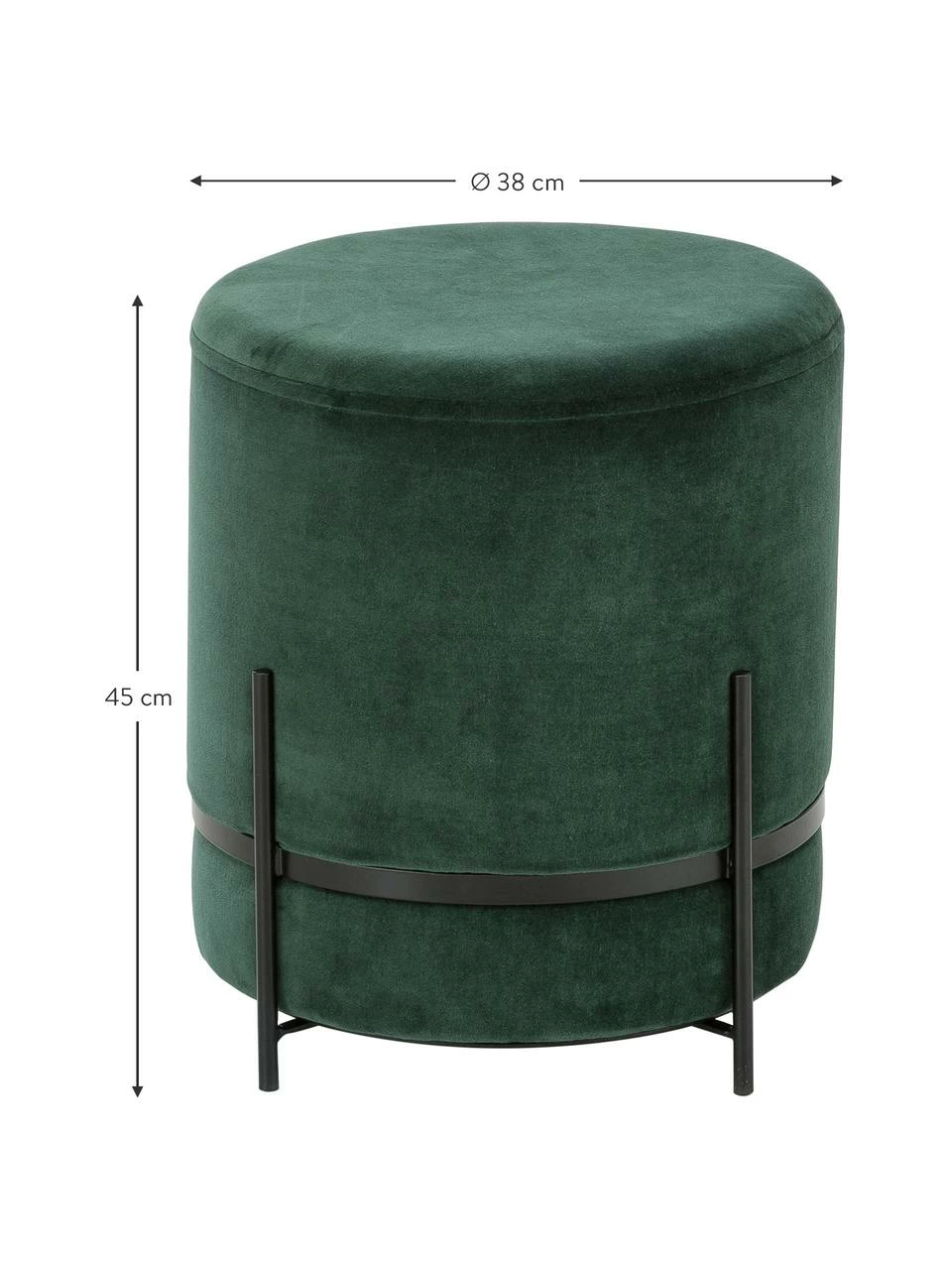 Westwing Collection Tabouret velours vert foncé Haven, ∅ 38 x haut. 45 cm 3 Westwing Collection Tabouret velours vert foncé Haven, ∅ 38 x haut. 45 cm – Image 3