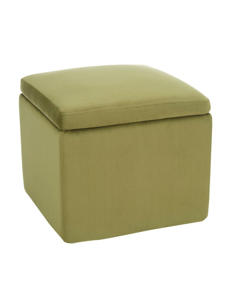 Westwing Collection Tabouret velours vert olive avec rangement Winou, larg. 50 x haut. 48 cm 1 Westwing Collection Tabouret velours vert olive avec rangement Winou, larg. 50 x haut. 48 cm