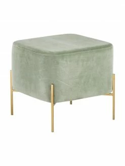 Westwing Collection Tabouret velours vert sauge Harper, larg. 46 x haut. 44 cm