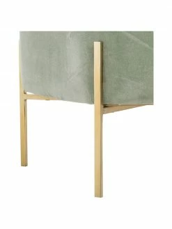Westwing Collection Tabouret velours vert sauge Harper, larg. 46 x haut. 44 cm -furniture Soldes Tabouret velours vert sauge Harper 5