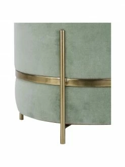 Westwing Collection Tabouret velours vert sauge Haven, ∅ 38 x haut. 45 cm -furniture Soldes Tabouret velours vert sauge Haven 5