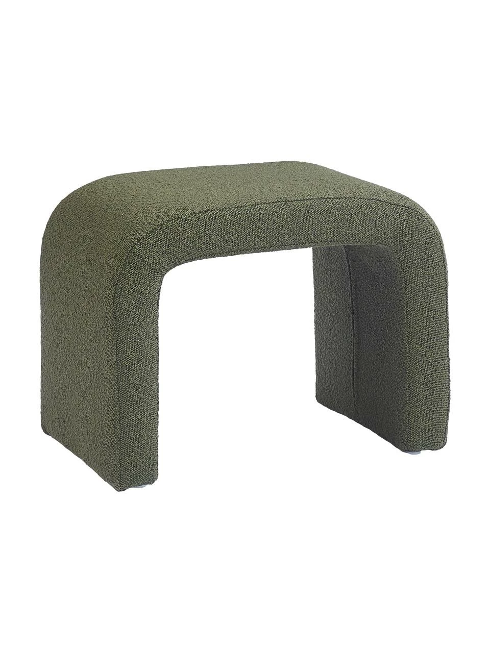 Westwing Collection Tabouret vert en tissu bouclé Penelope, larg. 61 x haut. 46 cm 1 Westwing Collection Tabouret vert en tissu bouclé Penelope, larg. 61 x haut. 46 cm