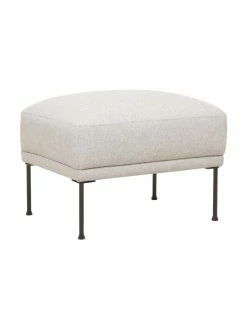 Westwing Collection Tabouret/repose-pieds beige avec pieds en métal Fluente, larg. 62 x haut. 46 cm