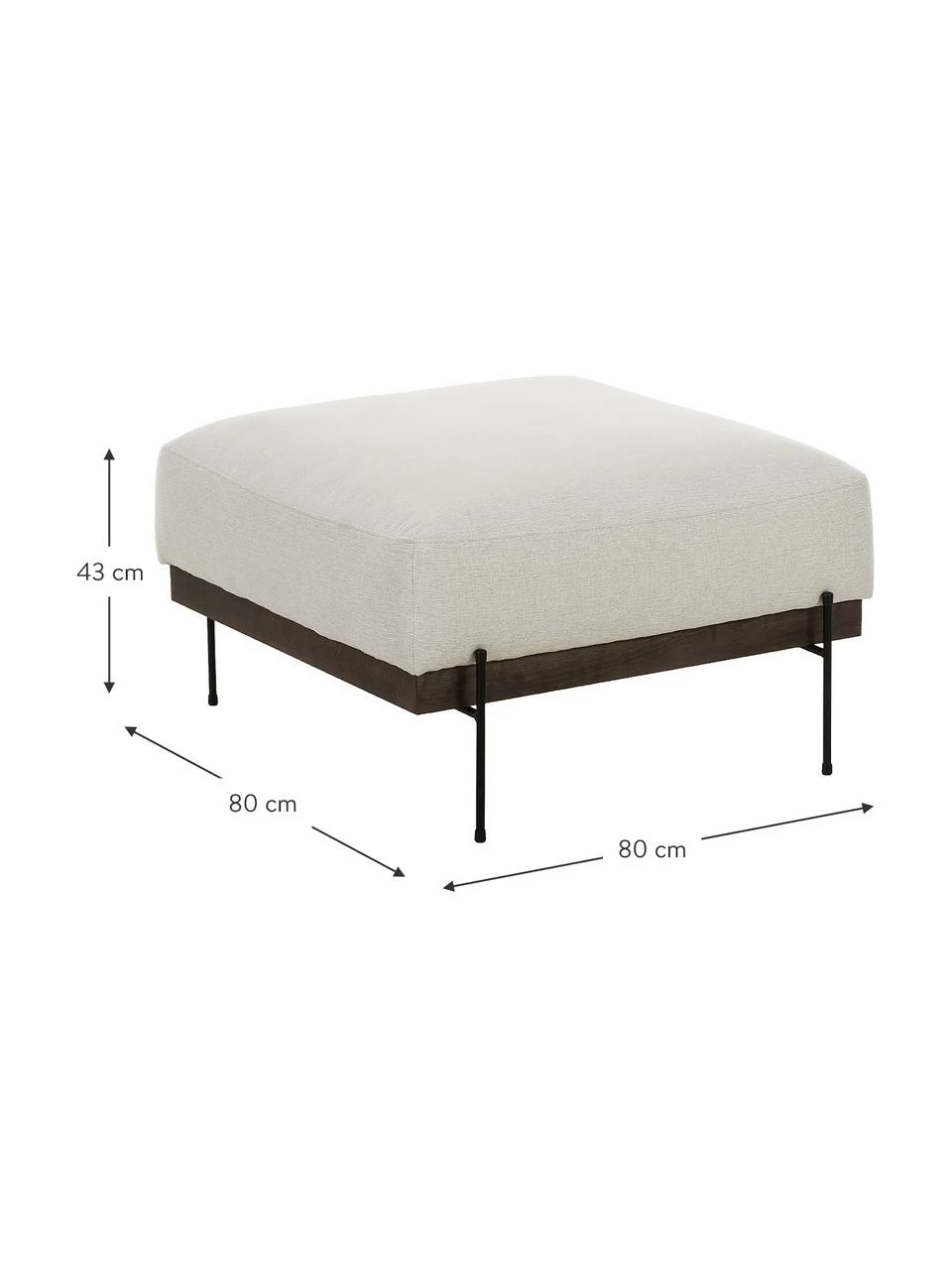 Westwing Collection Tabouret/repose-pieds beige pieds en métal Brooks, larg. 80 x haut. 43 cm 4 Westwing Collection Tabouret/repose-pieds beige pieds en métal Brooks, larg. 80 x haut. 43 cm – Image 4