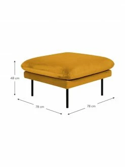 Westwing Collection Tabouret/repose-pieds en velours jaune moutarde avec pieds en métal Moby, larg. 78 x haut. 48 cm -furniture Soldes Tabouretrepose pieds en velours jaune moutarde avec pieds en metal Moby 2