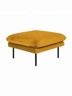 Westwing Collection Tabouret/repose-pieds en velours jaune moutarde avec pieds en métal Moby, larg. 78 x haut. 48 cm