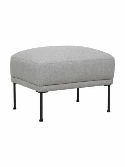 Westwing Collection Tabouret/repose-pieds gris clair avec pieds en métal Fluente, larg. 62 x haut. 46 cm