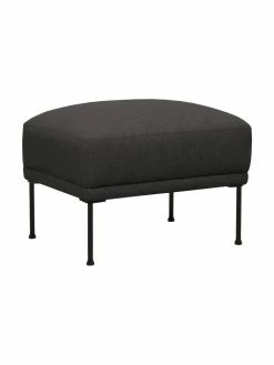 Westwing Collection Tabouret/repose-pieds gris foncé avec pieds en métal Fluente, larg. 62 x haut. 46 cm