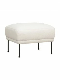 Westwing Collection Tabouret/repose-pieds peluche blanc crème Fluente, larg. 62 x haut. 46 cm