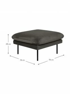 Westwing Collection Tabouret/repose-pieds velours brun pieds en métal Moby, larg. 78 x haut. 48 cm -furniture Soldes Tabouretrepose pieds velours brun pieds en metal Moby 2