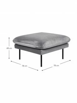 Westwing Collection Tabouret/repose-pieds velours gris avec pieds en métal Moby, larg. 78 x haut. 48 cm -furniture Soldes Tabouretrepose pieds velours gris avec pieds en metal Moby 2