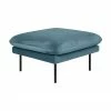 Westwing Collection Tabouret/repose-pieds velours turquoise avec pieds en métal Moby, larg. 78 x haut. 48 cm