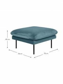 Westwing Collection Tabouret/repose-pieds velours turquoise avec pieds en métal Moby, larg. 78 x haut. 48 cm -furniture Soldes Tabouretrepose pieds velours turquoise avec pieds en metal Moby 2