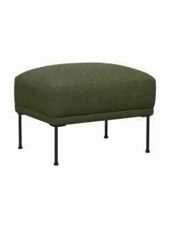 Westwing Collection Tabouret/repose-pieds vert foncé avec pieds en métal Fluente, larg. 62 x haut. 46 cm