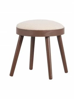 Tabouret/table d'appoint avec coussin en tissu bouclé Laurie, Ø 38 x haut. 38 cm