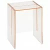Kartell Tabouret/table d'appoint rose transparent Max-Beam, larg. 33 x haut. 47 cm