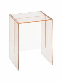 Kartell Tabouret/table d'appoint rose transparent Max-Beam, larg. 33 x haut. 47 cm